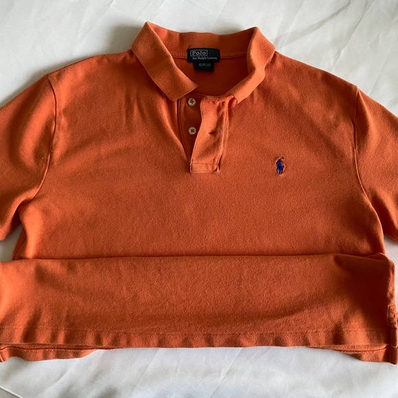 Polo shirt - Orange with blue polo - Picture 4 of 7